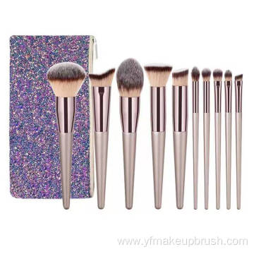 Professional 10pcs Make Up Brushes With Bling Bag